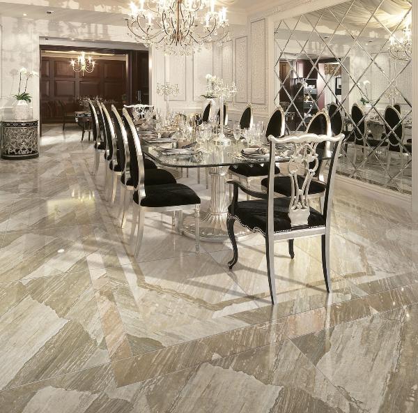 永利中国全抛釉瓷砖天堡石KYS8061瓷砖别墅餐厅应用效果