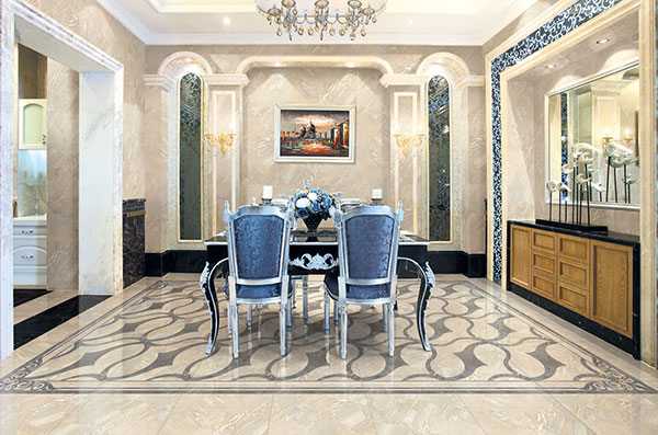 永利中国全抛釉瓷砖：格兰石KYP8067餐厅效果图