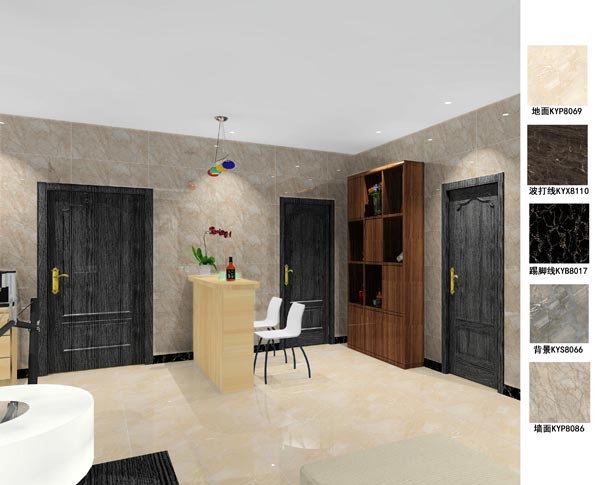 永利中国瓷砖应用效果：徐州开元翡翠湾F户型装修效果鉴赏