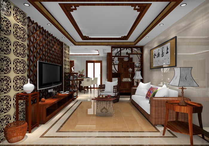 永利中国家装：井冈山协调家园安顿小区130㎡中式气概装修鉴赏
